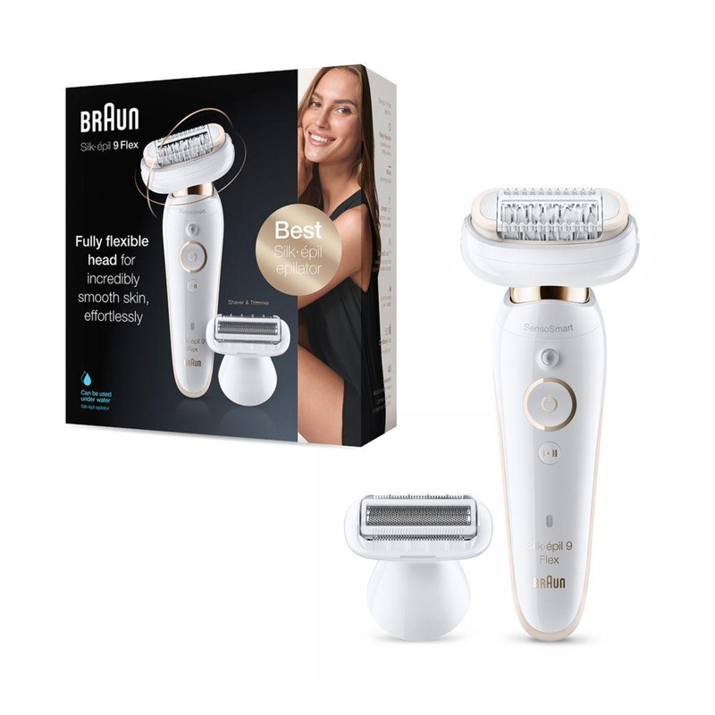 Silk-pil 9 Flex 9-002 - Epilator With Flexible Head For Easier Hair Removal, White/Gold