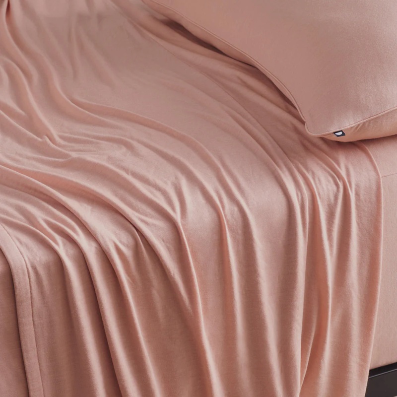 Merino Jersey Flat Sheet - Coral Peony - King