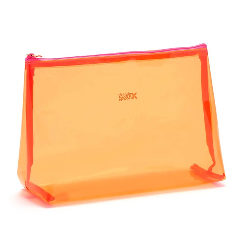 Victoria Green 'Mia' Large Makeup Bag in Clear Orange