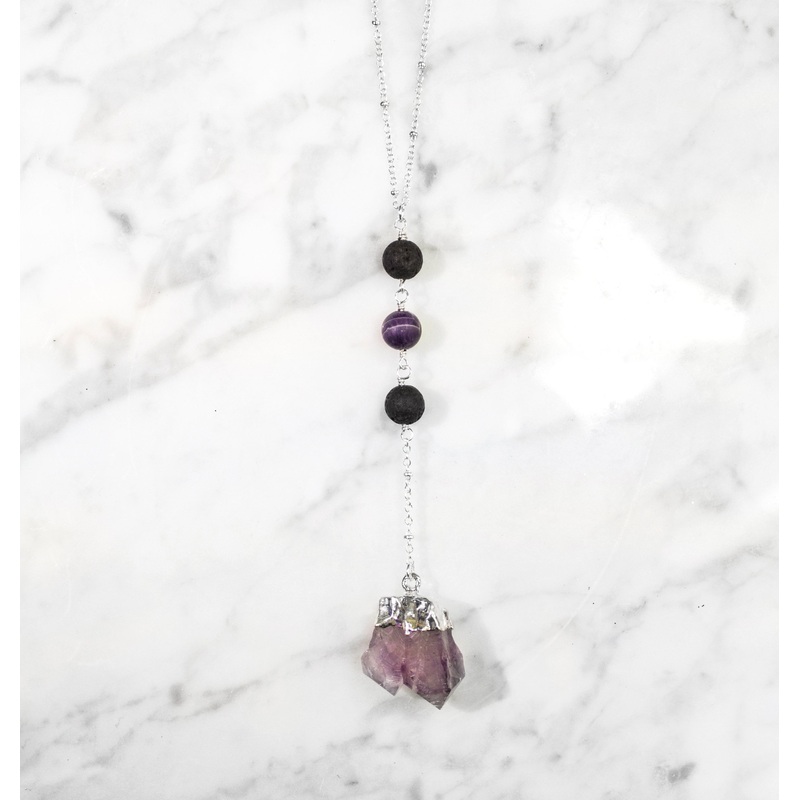 Diffuser Necklace: Raw Amethyst Necklace