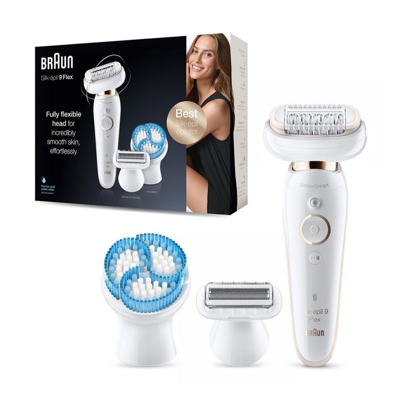 Silk-pil 9 Flex 9-010 - Epilator With Flexible Head For Easier Hair Removal, White/Gold