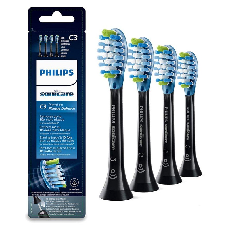 Sonicare Premium Plaque Defence Brushsync Enabled Replacement Brush Heads - 4Pk Black Hx9044/17