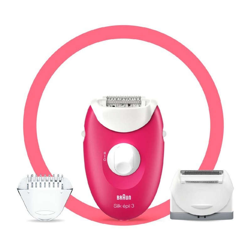 Silk-pil 3-410, Epilator For Long-Lasting Hair Removal - White/Pink