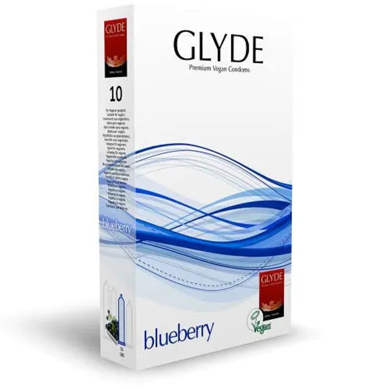 Glyde Ultra Blueberry Flavour Vegan Condoms 10 Pack (5% VAT)