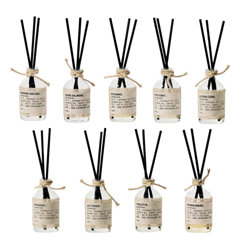 GRANHAND. Diffuser Set 150ml (9 Types) (Diffuser +  glass bottle + 5 reeds) Marine Orchid