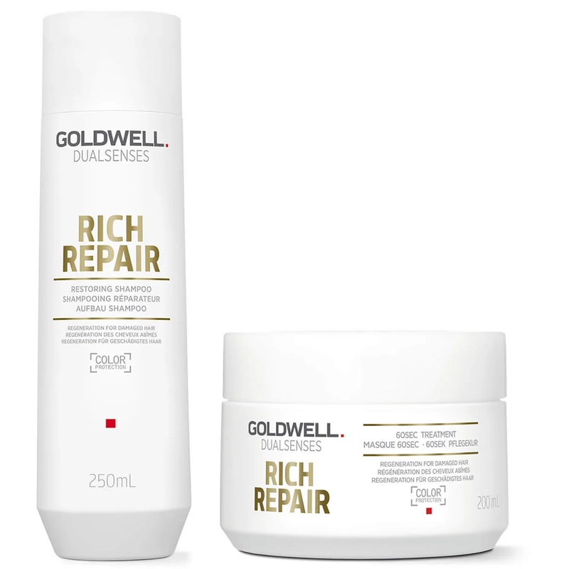 Goldwell Dualsenses Rich Repair Shampoo And 60 Second Treatment Mask Duo For Dry To Severely Damaged Hair (Worth 33.65)