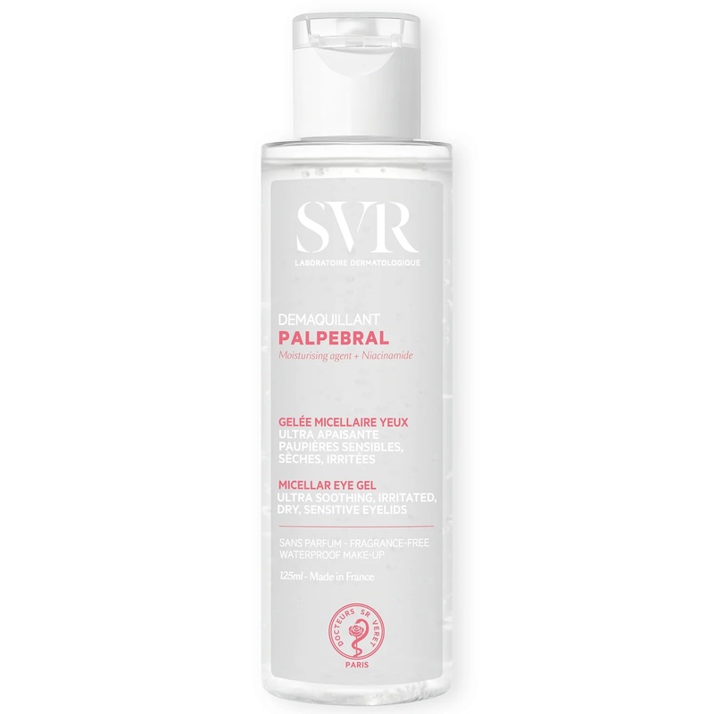 SVR PALPEBRAL Soothing No-Rinse Eye Makeup Remover Gel for Sensitive, Dry, Sore, Allergy-Prone Eyelids and Eye Contour, 125ml