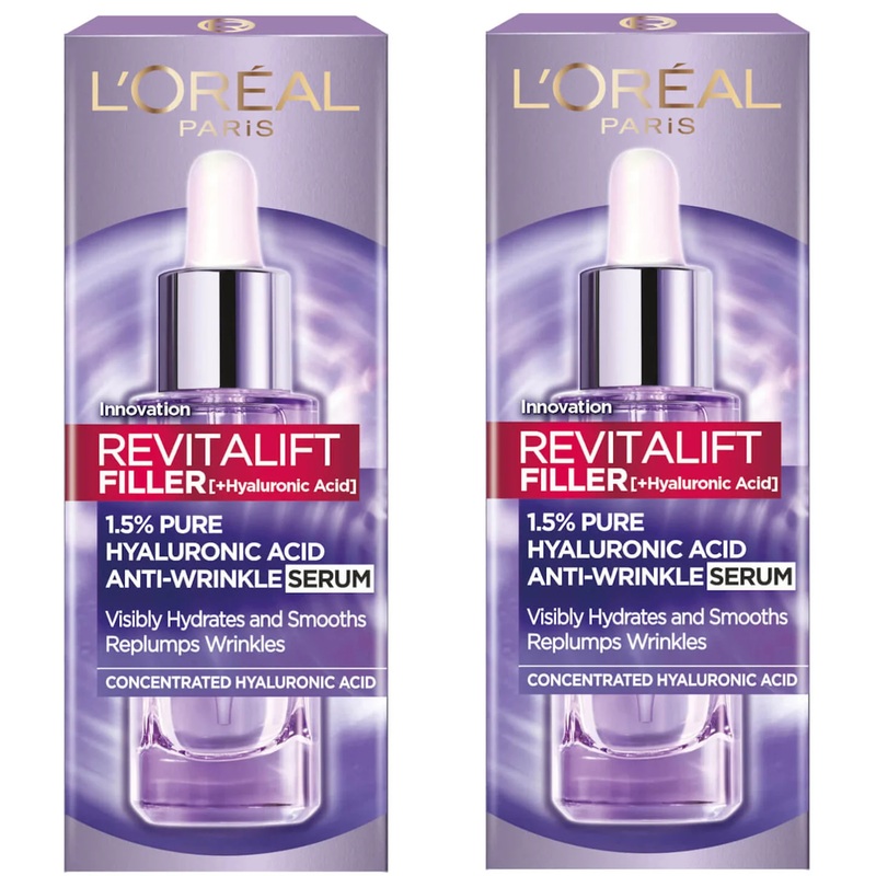 L'Oral Paris Exclusive Revitalift Filler with 1.5% Hyaluronic Acid Anti-Wrinkle Dropper Serum Duo 2 x 30ml