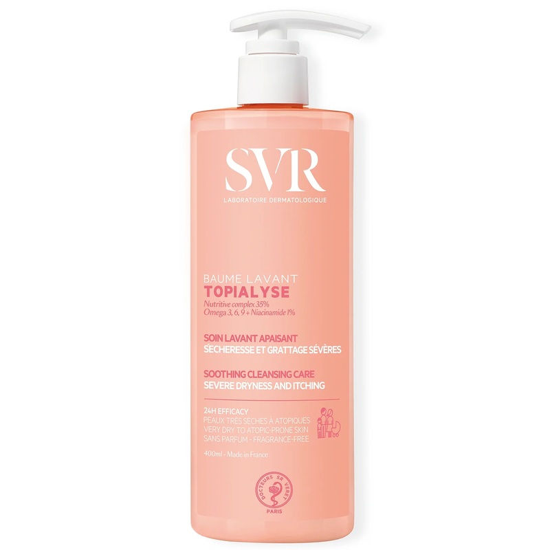 SVR TOPIALYSE 24hr Nourishing Face & Body Cleansing Wash-Off Cream for Severely Dry, Itchy, Eczema-Prone Sensitive Skin, 400ml
