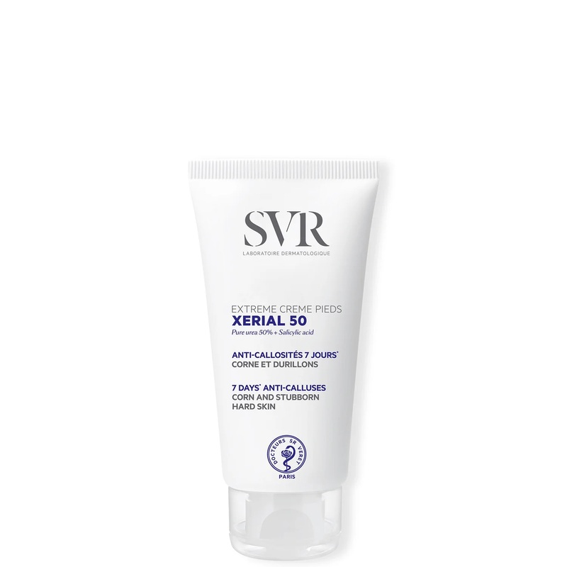 SVR XERIAL 50 Extreme -50% Pure Urea Foot Cream for Severly Dry, Cracking, Stubborn Hard Skin Prone to Corns and Calluses, 50ml
